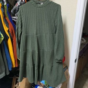 Olive Brushed Mock Neck Dress